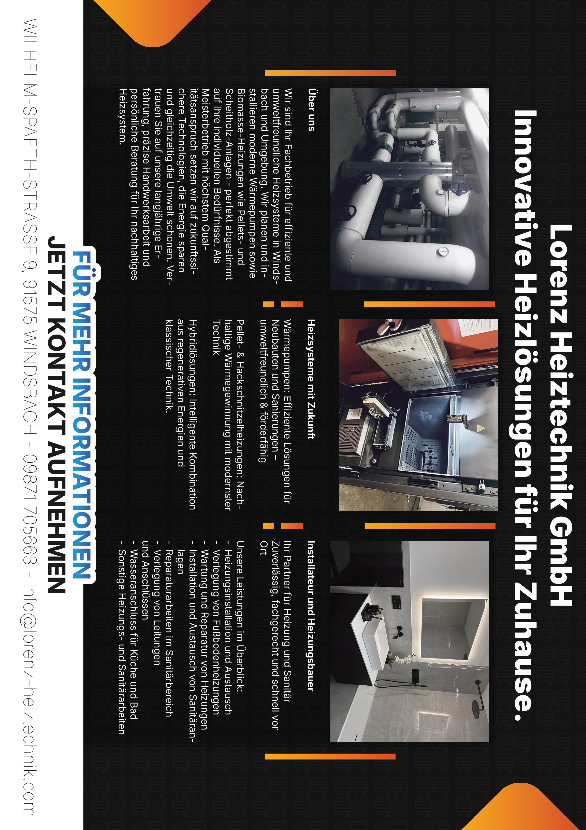 Rückseite des Informationsflyers von Lorenz Heiztechnik